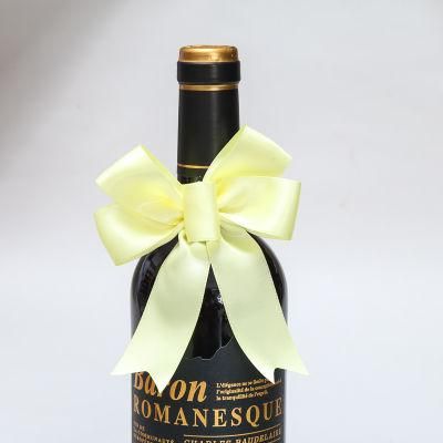Free Sample Wholesale Satin Ribbons Yellow Ribbon Bow Tie for Wine Decoration Bottle
