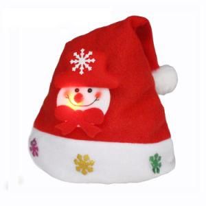 2020 Red Christmas Top Grade Short Plush Christmas Hat Santa Claus Reindeer Snowman Hat for Kids Adults with LED Lights
