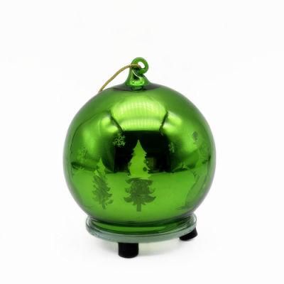 Green Electroplated LED Glass Ball as Christmas Ornaments