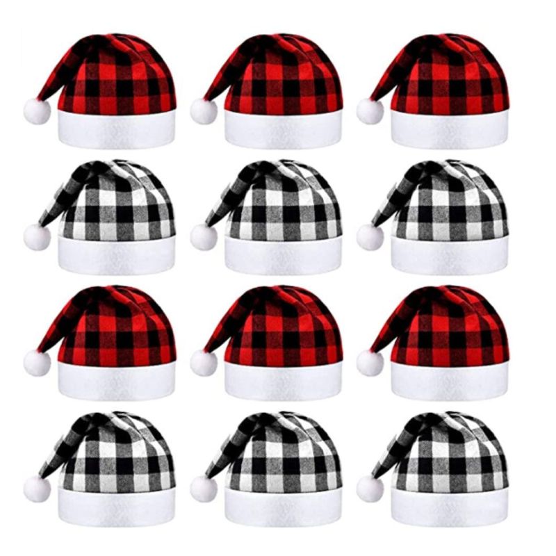 Christmas Hat, Santa Hat, Xmas Holiday Hat for Adults, Unisex Velvet Comfort Christmas Hats Extra Thicken Classic Fur for Christmas New Year Festive Holiday P