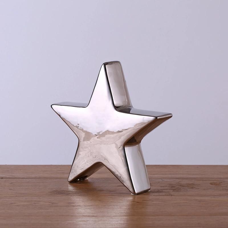 Home Decor Silver Star Ceramic Star Ornament for Christmas