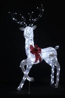 Life Size Art Craft Fiberglass Reindeer Statue with Light