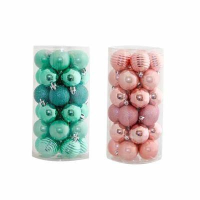 Balls Glass Blue Bath Shiny Baby Pink Shatterproof Plastic Ornaments Indent Reflector Bauble Transparent as Christmas Ball