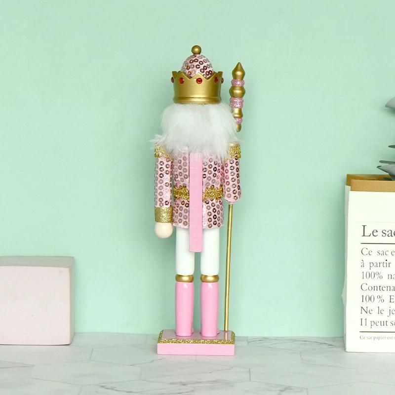 Xmas Wooden Craft Pink Shining Soldier Nutcracker