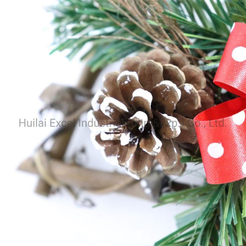 30cm Christmas Rattan Wreaths Hanging Garland Pinecone Rattan Tree Wreath