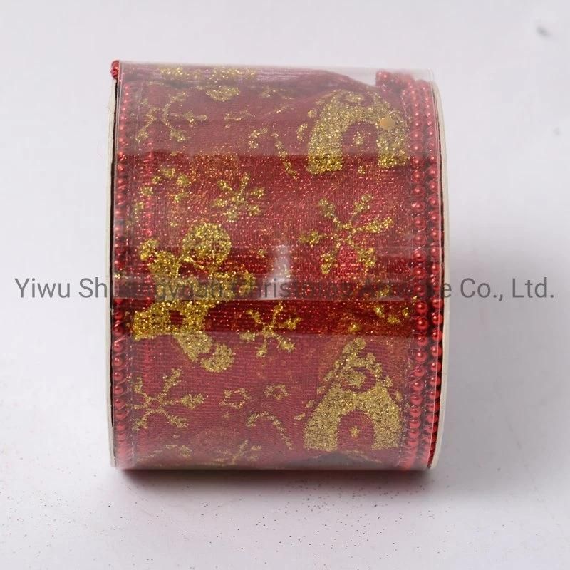 Christmas Ribbon Decor for Holiday Wedding Party Decoration Supplies Hook Ornament Craft Gifts