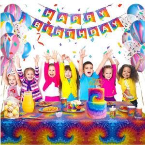 Tie-Dye Gradient Theme Disposable Tableware Birthday Party Decoration Set