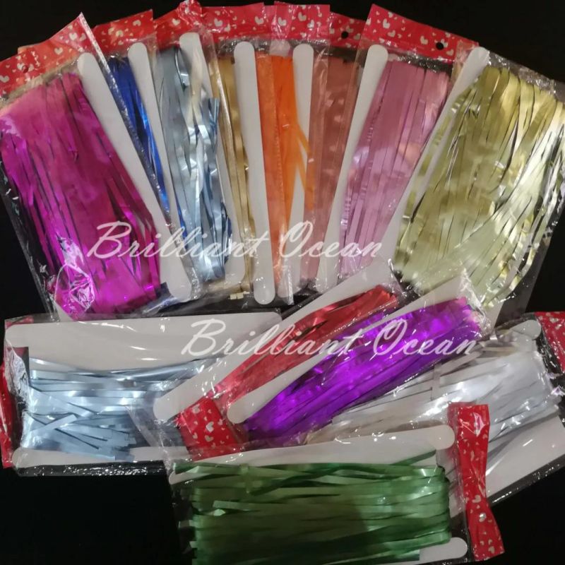 Assorted Color Metallic Foil Curtain Foil Fringe Tinsel Curtain Birthday Party Decoration