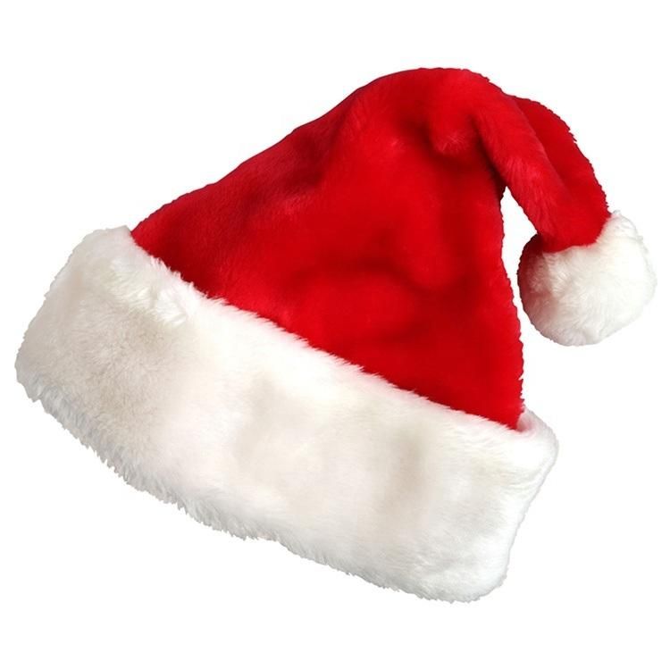 Christmas Santa Hat, Double Layer Luxury Plush Christmas Santa Claus Cap Hat