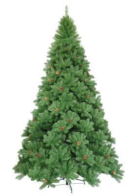 9FT Green PVC Tips Christmas Tree with Pine Cones