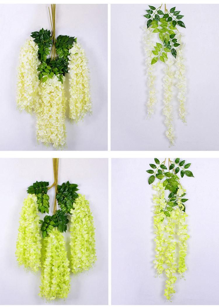 Amazon Hot Sale Artificial Wisteria Dense Type 3 Bunches Decoration Flower for Wedding and Home Decoration