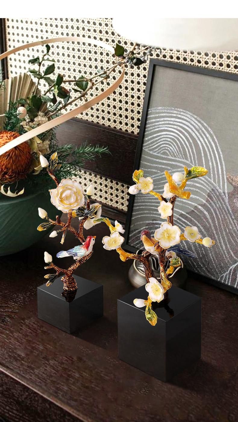 Chinese Bathroom Accessories Set Zinc Alloy Plum Blossom Tree Decorations House Rustic Ornaments