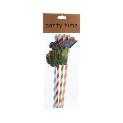 Food Grade Biodegradable Mermaid Tail Disposable Colorful Strip Printing Paper Drinking Straw