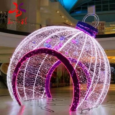 2022 New Year Giant Outdoor Commercial Lighted Walk Through Arch LED Christmas Ball Motif Lights