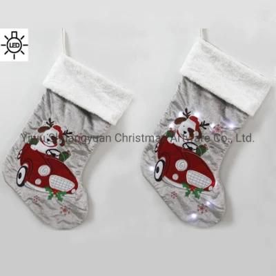 High Quality Christmas Stocking with LED Lights Candy Bags