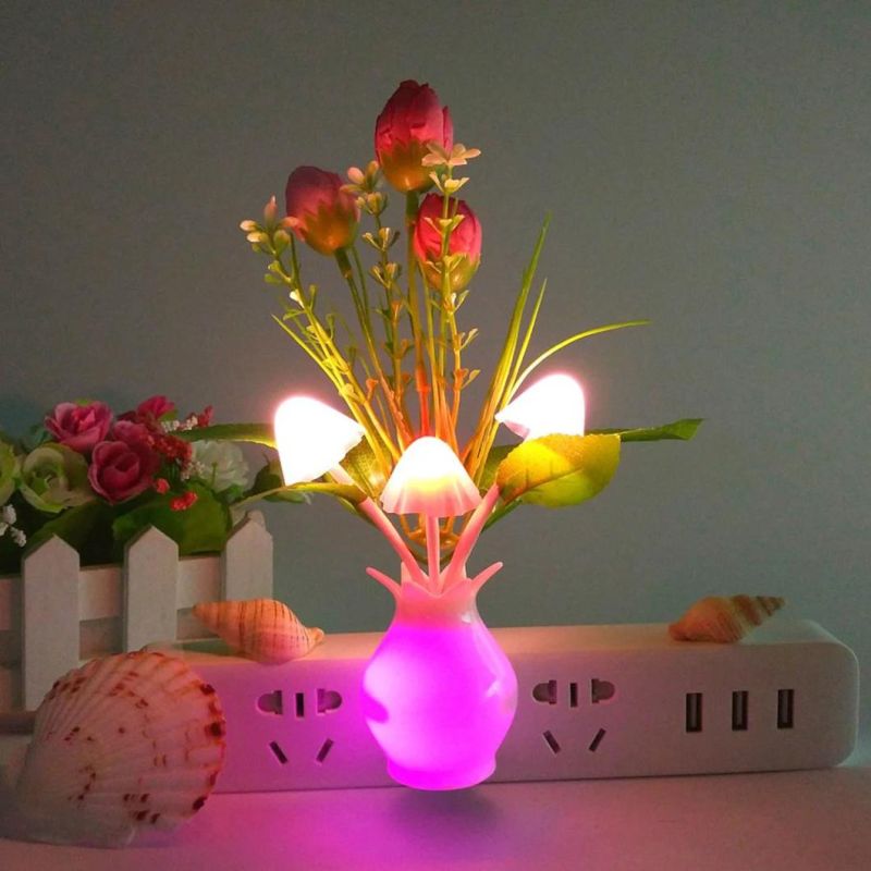Mushroom Night Light Tulip Flowers Plug-in Mushrooms Colors Changing Nightlight