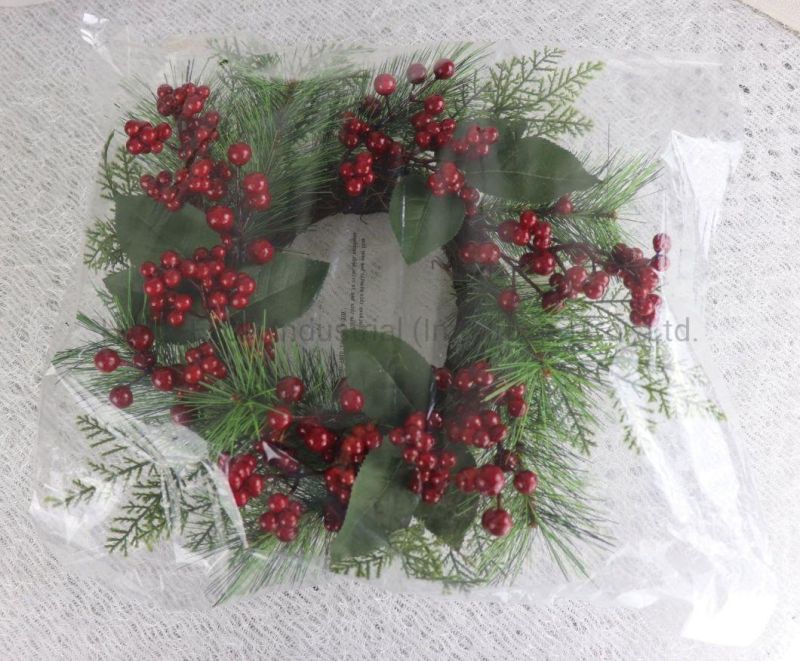 Christmas Rattan Ring Artificial Berry Rattan Wreath Plastic Pine Needle Garland