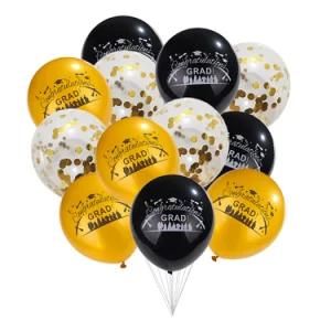 12PCS/Lot 12inch Black Yellow Confetti Balloons Birthday Party Decoration
