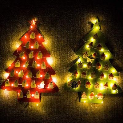 Christmas Tree Hanging Ornament Countdown Calendar with LED String Light