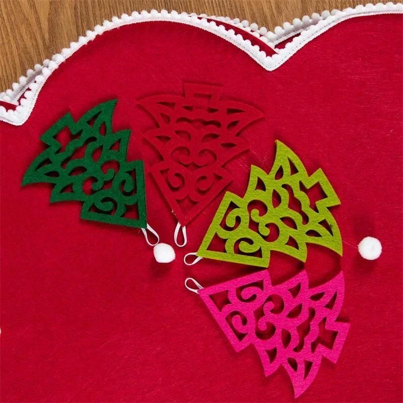 2020 New Foreign Trade Christmas Tree Skirt DIY Red Lace Pendant Tree Skirt 120cm Non Woven Fabric Tree Skirt