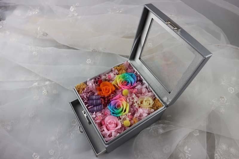 Necklace Jewelry Drawer Preserved Everlasting Real Roses Flower Gift Box for Home Decoration