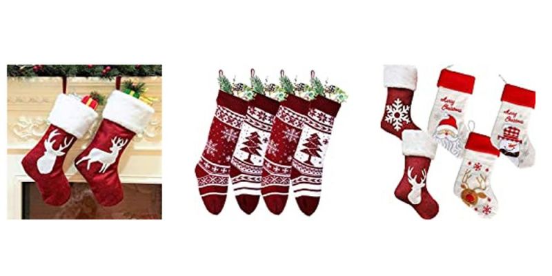 Christmas Stockings, 3 Pack 18" Personalized Xmas Stockings with 3D Snowflake Santa, Snowman, Reindeer for Family Holiday Christmas Party Decorations