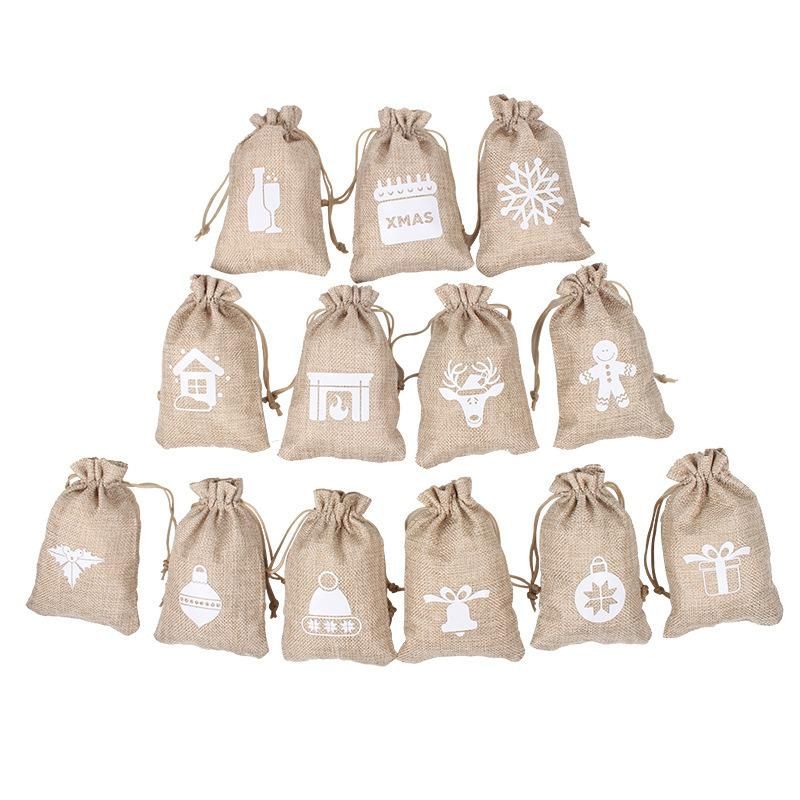 Christmas Gift Sackswith Drawstring Favor Gift Bags + Bonus Gift Tags & String Brown Bags Bulk Small Size