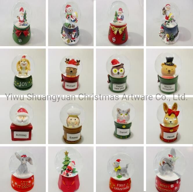 High Quality Glass and Resin Mixed Christmas Snow Globe for Christmas Decoration