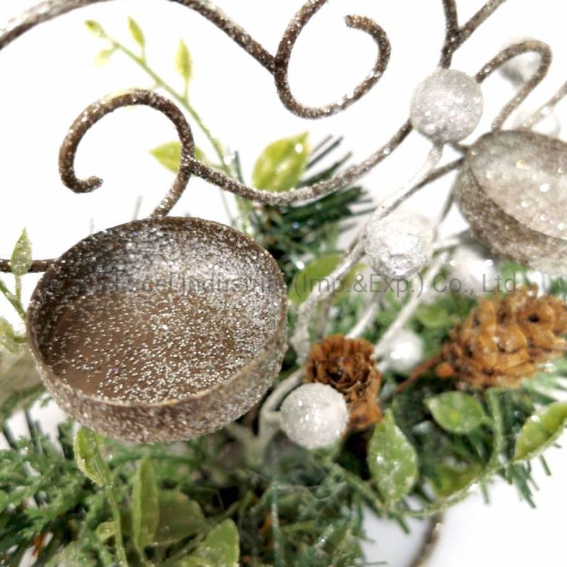 Christmas Decorations Wire Candlestick Christmas Candle Holder Artificial Ornament Candleholder