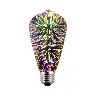 4W Lighting 3D LED Bulb Starry LED Firework Filament Lamp LED Color Holiday Home