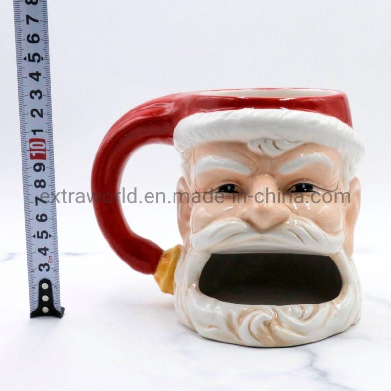 Personalized 3D Christmas Santa Head Ceramic Mug Coffee Cup