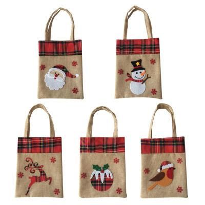 Snowman Santa Type Storage Candy Jute Christmas Bag for Packing Gift