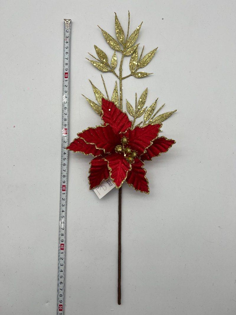 Christmas Flower Glitter Poinsettia Artificial Xmas Tree Flowers for Christmas Ornaments Gold Poinsettia Christmas Tree Ornaments for New Year