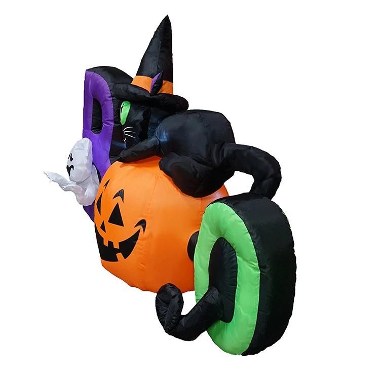 Giant Inflatable Pumpkin Inflatable Halloween Decoration with Black Cat