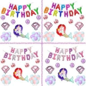 Mermaid Party Themed Birthday Balloon Set Room Decoration Balloons