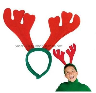 Classic Red and Green Plush Deer Antlers Head Band