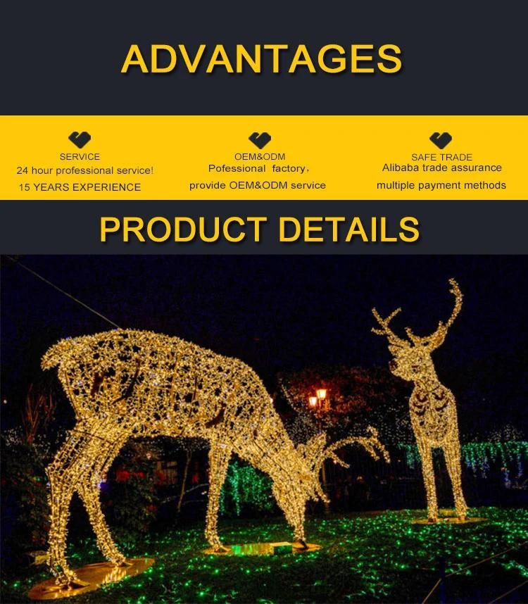 Outdoor Waterproof Garden Ornament Shopping Mall Decoration Holiday Couple Deer 3 D Motif LED Light