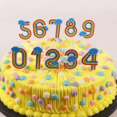 Happy Birthday Cake Cupcake Topper Candle Cartoon Rainbow Number Candles