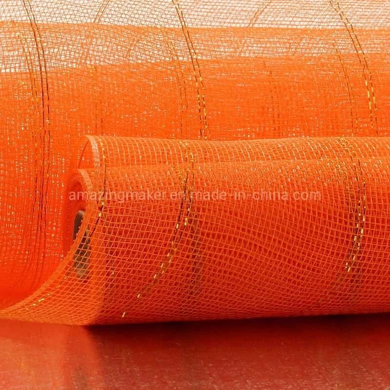 Wide Spaced Double Metallic Stripe 21′′ Wedding Packaging Deco Mesh