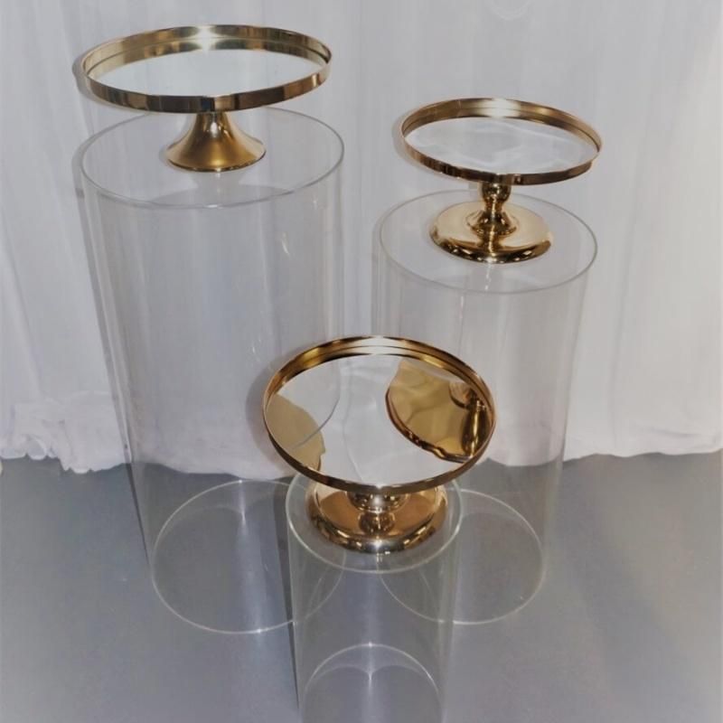 Wholesale Clear Perspex Round Pedestals Display Plinth for Wedding and Event Layout Decoration