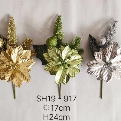 Artificial Flowers for Christmas Decoration Xmas Tree Ornament