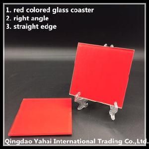 4mm Red Colored Square Glass Coaster
