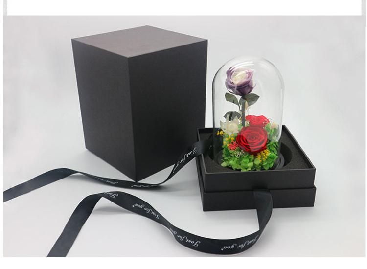 New Arrival Beautiful Christmas Gift in Glass Dome Natural Real Fresh Preserved Flower Preserved Roses