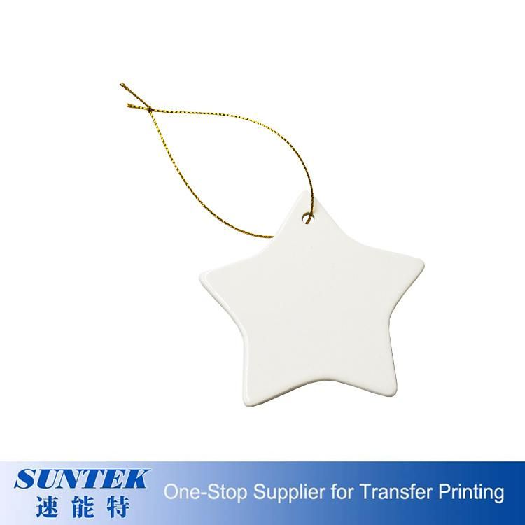 Personalized Ceramic Sublimation Blanks Six-Pointed Star Shaped Pendant Christmas Ornament