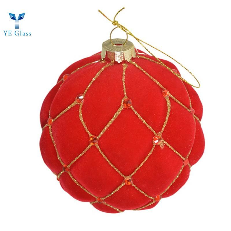 Customized Red Round Shape Reseau Glass Balls for Decoration