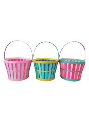 Eco Frinedly Hand-Made Wicker Basket Bamboo Basket Natural Rattan Easter Basket with Single Handle