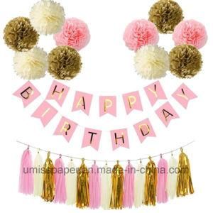 Umiss Paper POM Poms Garland Happy Birthday Decorations Kit Birthday Party Supplies