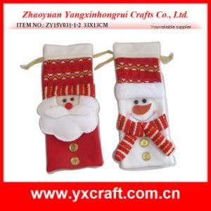 Christmas Decoration (ZY15Y031-1-2) Luxury Christmas Promotion Wine Sack Bag