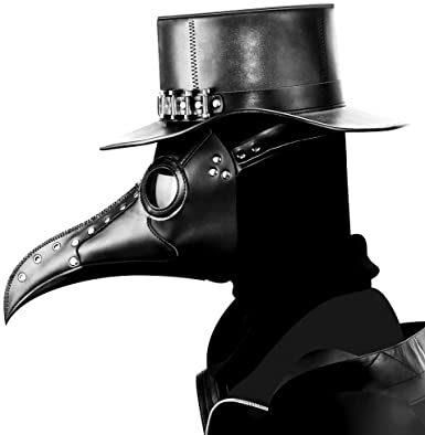 Leather Plague Doctor Mask, Scary Halloween Mask Costume Props