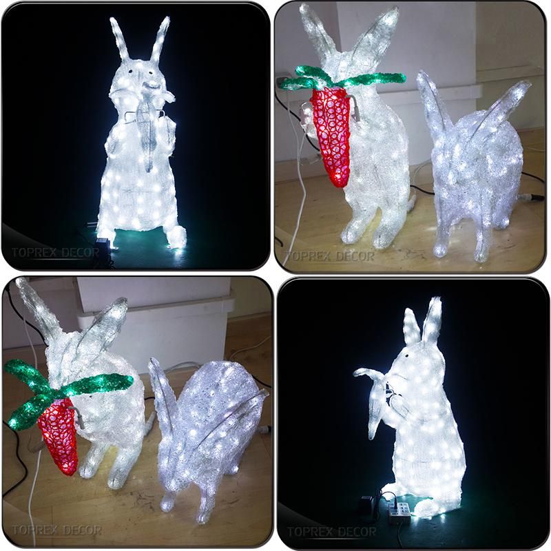 CE China Factory Wholesale Gift Life Size LED Acrylic Rabbit Easter Decoration
